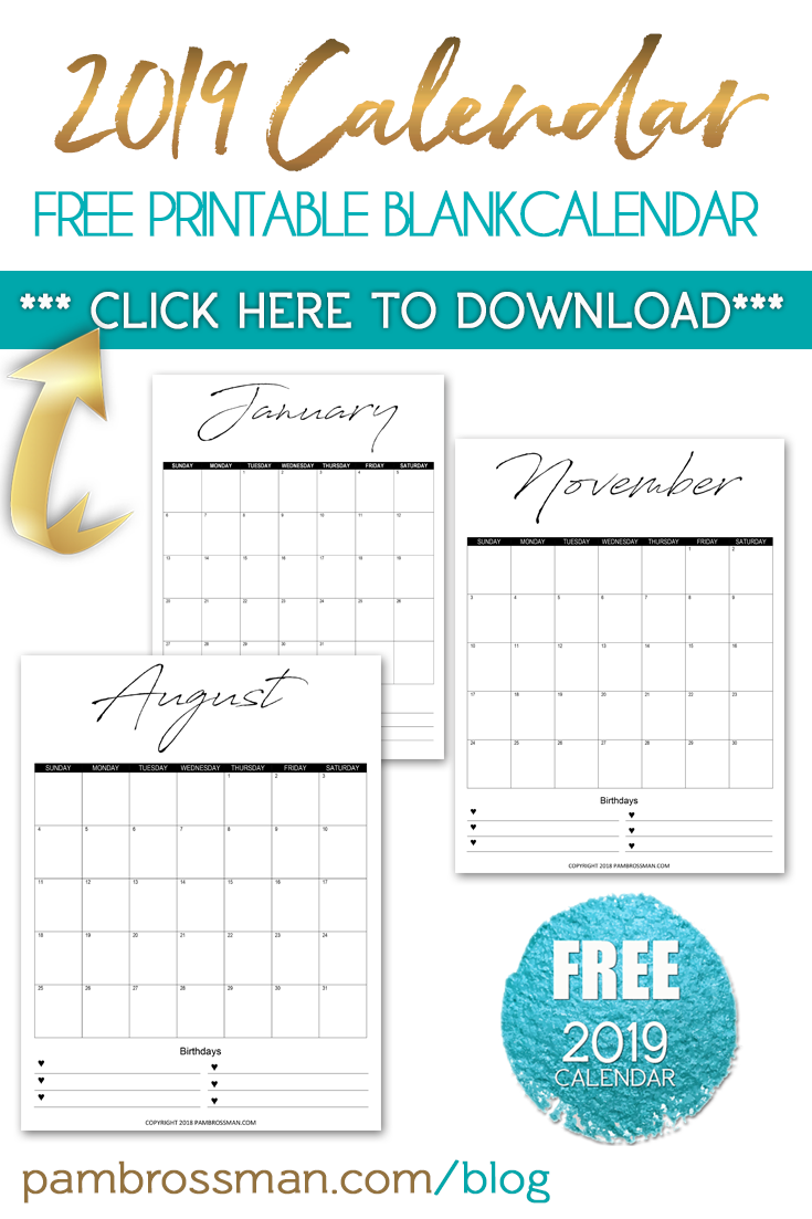 The Best 2019 Free Printable Calendar: Get Organized All Year (Part 1)