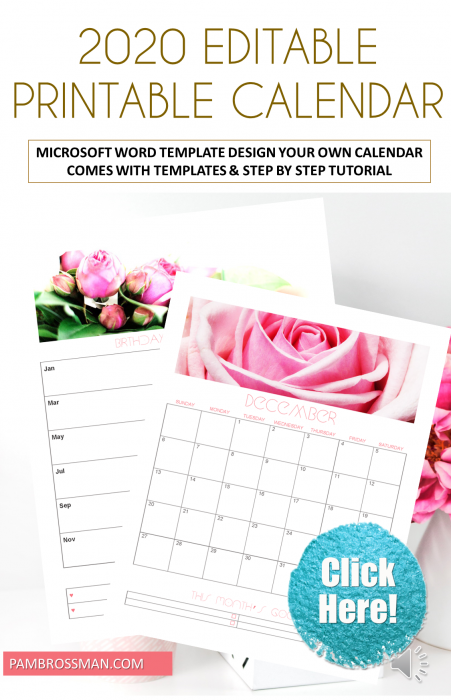 2020 Editable Printable Calendar