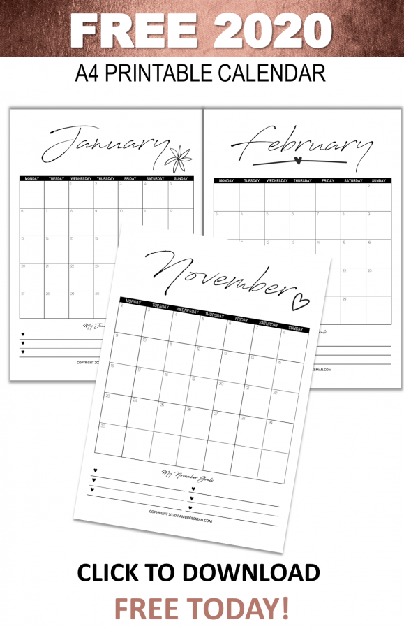 2020 Free printable calendar
